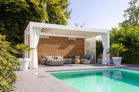 lamellendak, lamellen overkapping, overkapping met lamellen, terrasoverkapping met lamellen, buitenzonwering, zonwering