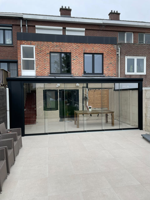 Terrasoverkapping met schuin dak