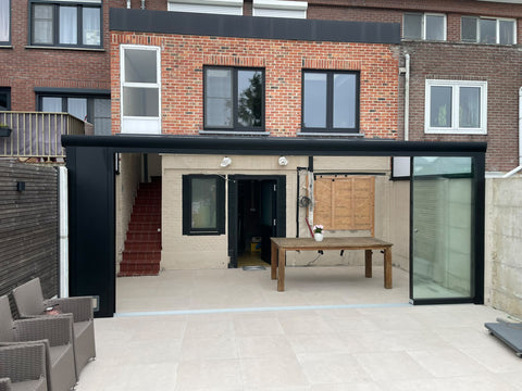 Terrasoverkapping met schuin dak